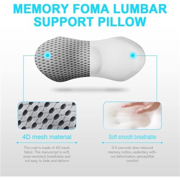 Lumbar Support Pillow - Memory Foam for Low Back Pain Relief, Ergonomic - Picture 3 of 14